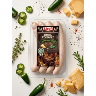 Chedar-jalapeno grillkolbász vg. 250g Zádor